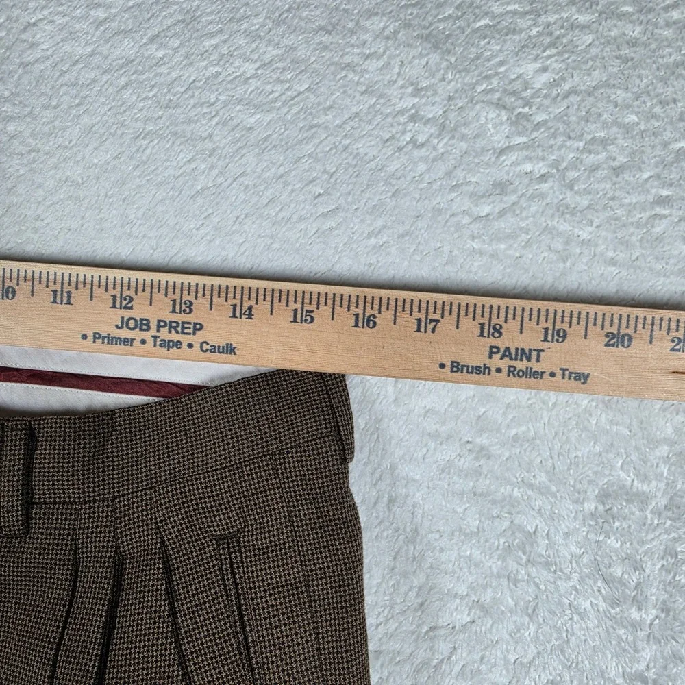 Canali Milano Full Suit Men 48(38) Brown Wool Micro-check 2-Button Pleated 32x29